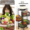 LJYT Storage Rack, Rotating Vegetable Rack, Square Black Multi-Layer Floor-Standing Shelves with Wheels-Rotating Vegetable Rack, Household Storage Rack for Kitchen, Living Room, Bathroomr view 3