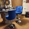 Beaugreen Bar Stools Set of 2, Modern Velvet Bar Chairs with Back, Counter Height Adjustable Swivel Blue Barstools Chairs for Kitchen Island Pub Counter, 18.1" D x 19.1" W x 51.6" H, Deep Blue view 3
