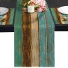 Farmhouse Table Runners Set of 6, Wood Grain Spring Table Runner White Table Runner Kitchen Tablecloth Heat Resistant Table Decor for Kitchen Dining Room Coffee Table view 1