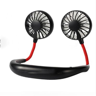 zhanghong Portable Hanging Neck Fan Rechargeable, Dual Wind Head and Three Speed Adjustable,360 Degree Free Rotation Perfect for Sports,Traveling OfficeNeck Fan with Colored Lights (Color : Black)