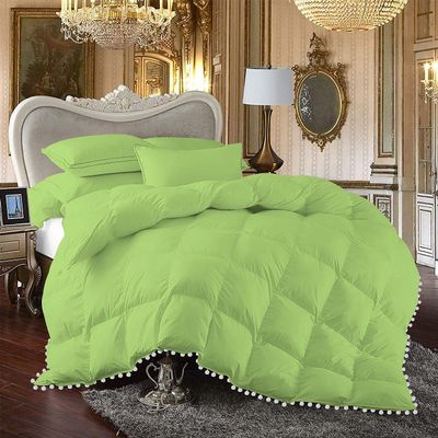 All Seasons 3 Piece Beautiful Looking Pom Pom Box Design Comforter Set 800 Thread Count 100% Egyptian Cotton, White Vintage Pom-Pom Fringe Super Soft (King/California King Size Sage Color)