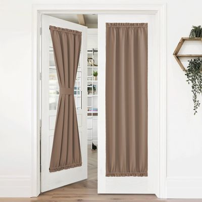 NICETOWN Door Curtain for Small Window - Thermal Insulated Window Treatments Panel Solid Energy Efficient Rod Pocket for French Patio Sliding Door Shade, 36W x 72L, 1 Piece, Cappuccino