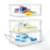 KDOR Shoe Boxes Clear Plastic Stackable 3 Pack Shoe Storage for Sneakerheads, Shoe Display Case Magnetic Door, Strong and Block of UV Protect your Shoes view 1