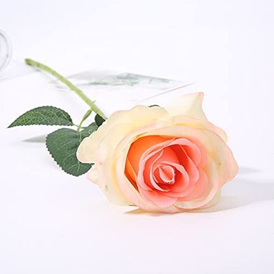 Artificial and Dried Flower 50pcs Artificial Roses Flower for Anniversary Valentine's Day Birthday Party Supplies Bridal Bouquet Wedding Car Decoration - ( Color: Champagne )