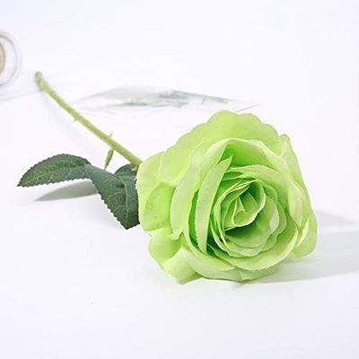 Artificial and Dried Flower 50pcs Artificial Roses Flower for Anniversary Valentine's Day Birthday Party Supplies Bridal Bouquet Wedding Car Decoration - ( Color: Light Green )