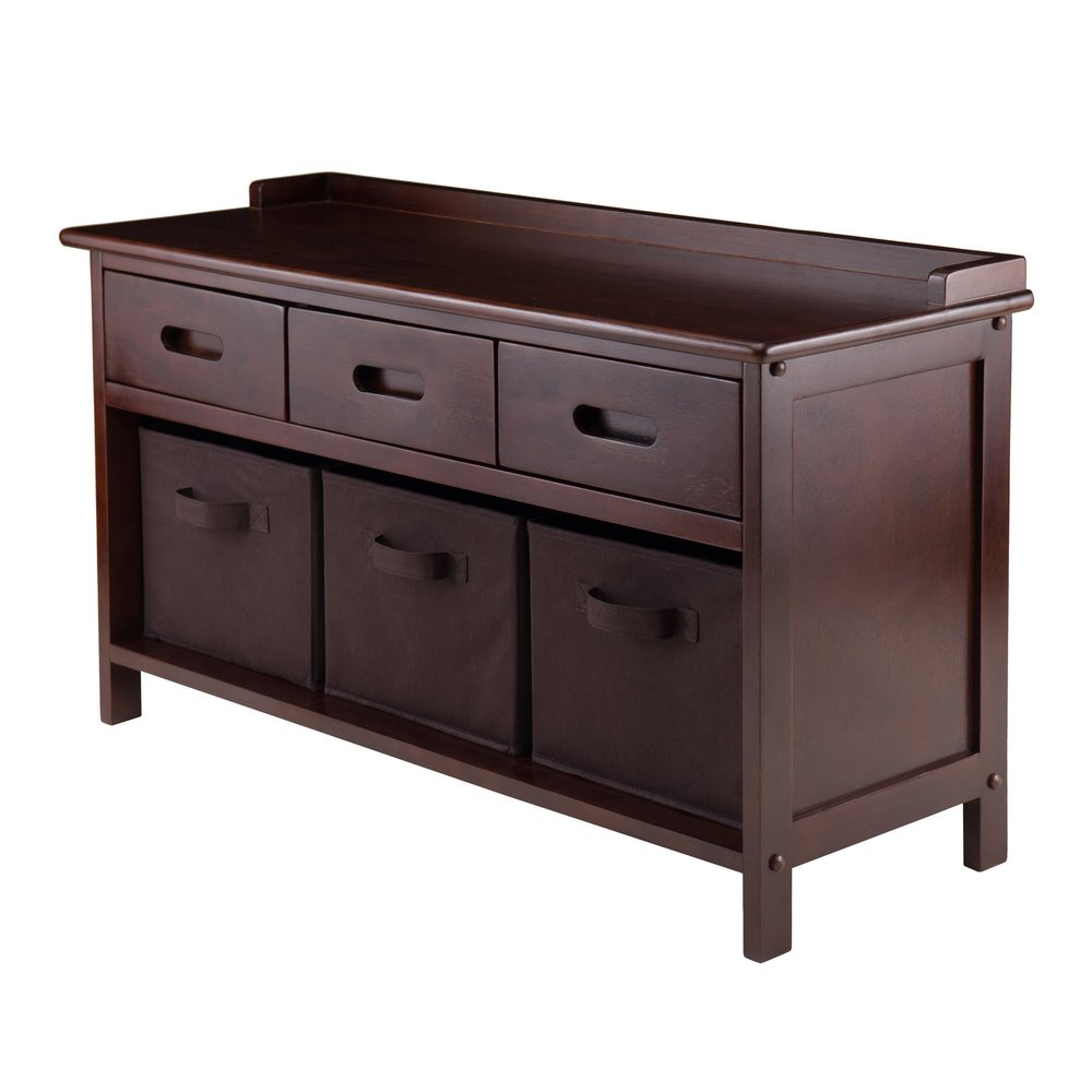 Ergode Adriana Storage Bench | Comfortable Seating | Ample Storage Space | Walnut Finish | 3 Drawers (94303-VV)