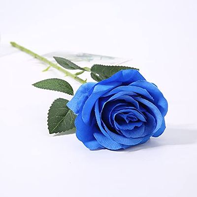 Artificial and Dried Flower 50pcs Artificial Roses Flower for Anniversary Valentine's Day Birthday Party Supplies Bridal Bouquet Wedding Car Decoration - ( Color: Blue )