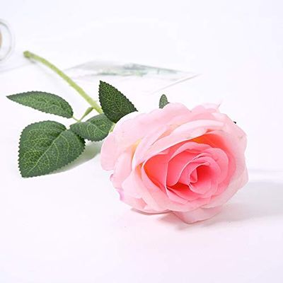 Artificial and Dried Flower 50pcs Artificial Roses Flower for Anniversary Valentine's Day Birthday Party Supplies Bridal Bouquet Wedding Car Decoration - ( Color: Light Pink )