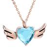 TIANZXS Stainless Steel Cremation urn Necklace Light Blue Birthstone Memorial Ashes Holder Keepsake Heart urn Locket Angel Wings Ashes Rose Gold view 1