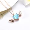 TIANZXS Stainless Steel Cremation urn Necklace Light Blue Birthstone Memorial Ashes Holder Keepsake Heart urn Locket Angel Wings Ashes Rose Gold view 3