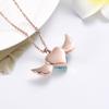 TIANZXS Stainless Steel Cremation urn Necklace Light Blue Birthstone Memorial Ashes Holder Keepsake Heart urn Locket Angel Wings Ashes Rose Gold view 4