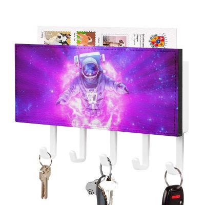 Astronaut Passing Through Glowing Wall Mounted Mail Shelf Key Hook Key Holder Organizer for Home Decorative