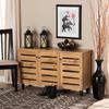 Baxton Studio Gisela Modern and Contemporary Oak Brown Finished Wood 3-Door Shoe Storage Cabinet view 2