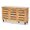 Baxton Studio Gisela Modern and Contemporary Oak Brown Finished Wood 3-Door Shoe Storage Cabinet view 3
