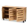 Baxton Studio Gisela Modern and Contemporary Oak Brown Finished Wood 3-Door Shoe Storage Cabinet view 4