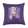 Anime is Life Anime Gamer Girl with Headset & Lollipop | Cute Graphic Throw Pillow, 18x18, Multicolor view 1