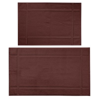 Ample Decor Bath Mats 100% Cotton 24 X 17 & 34 X 20 Inches, Oeko Tex Certified 1350 GSM Solid Construction Thick & Plush, Super Absorbent for Bathroom Floor, Shower Brown