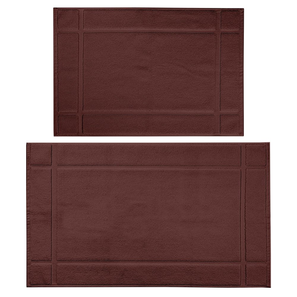 Ample Decor Bath Mats 100% Cotton 24 X 17 & 34 X 20 Inches, Oeko Tex Certified 1350 GSM Solid Construction Thick & Plush, Super Absorbent for Bathroom Floor, Shower Brown