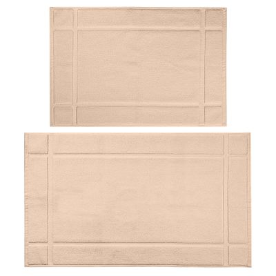 Ample Decor Bath Mats 100% Cotton 24 X 17 & 34 X 20 Inches, Oeko Tex Certified 1350 GSM Solid Construction Thick & Plush, Super Absorbent for Bathroom Floor, Shower Beige