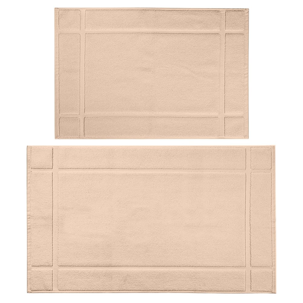 Ample Decor Bath Mats 100% Cotton 24 X 17 & 34 X 20 Inches, Oeko Tex Certified 1350 GSM Solid Construction Thick & Plush, Super Absorbent for Bathroom Floor, Shower Beige