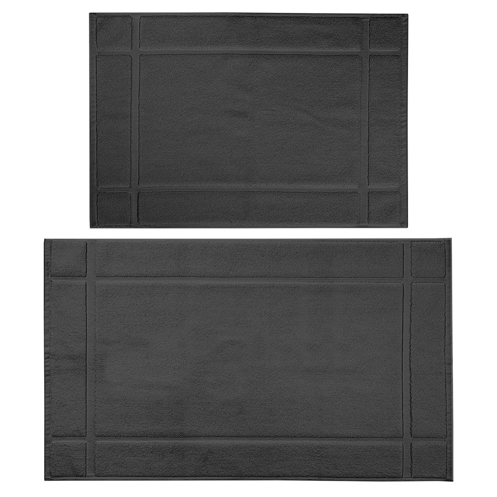 Ample Decor Bath Mats 100% Cotton 24 X 17 & 34 X 20 Inches, Oeko Tex Certified 1350 GSM Solid Construction Thick & Plush, Super Absorbent for Bathroom Floor, Shower Grey