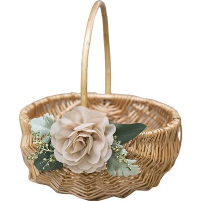 Ragga Wedding Willow Flower Girl Basket with Rattan Wood and Greenery Decor for Garden Wedding