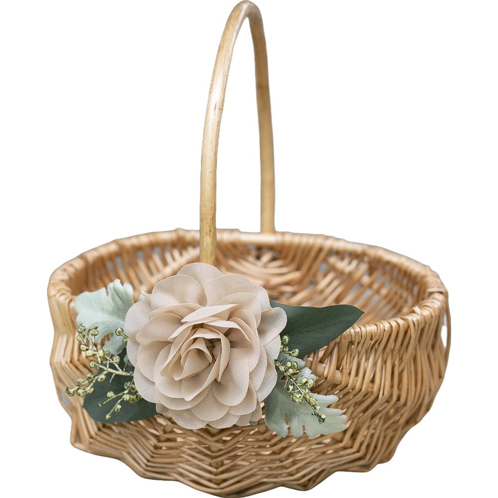 Ragga Wedding Willow Flower Girl Basket with Rattan Wood and Greenery Decor for Garden Wedding