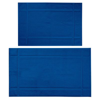 Ample Decor Bath Mats 100% Cotton 24 X 17 & 34 X 20 Inches, Oeko Tex Certified 1350 GSM Solid Construction Thick & Plush, Super Absorbent for Bathroom Floor, Shower Navy