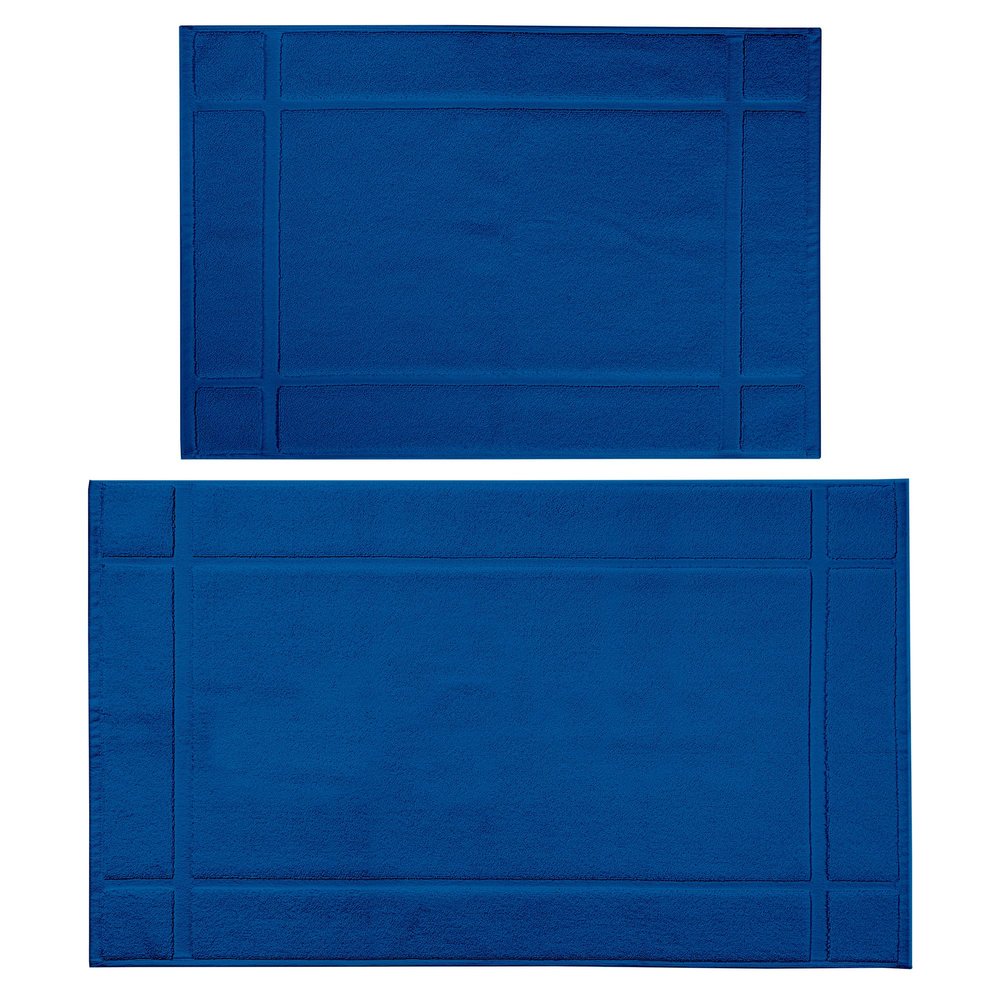 Ample Decor Bath Mats 100% Cotton 24 X 17 & 34 X 20 Inches, Oeko Tex Certified 1350 GSM Solid Construction Thick & Plush, Super Absorbent for Bathroom Floor, Shower Navy