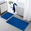 Ample Decor Bath Mats 100% Cotton 24 X 17 & 34 X 20 Inches, Oeko Tex Certified 1350 GSM Solid Construction Thick & Plush, Super Absorbent for Bathroom Floor, Shower Navy view 2