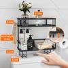 Godboat Bathroom Organizers, 2-Tier Over Toilet Storage, Floating Shelves with 2 Hooks & Paper Holder, Wall Mounted Shelf Furniture, Cool Accessories & Decor, Gifts for Women, Mothers Day (Black) view 3