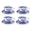 Spode Blue Italian 20oz Jumbo Cup & Saucer, Set of 4  Large Porcelain Hot Beverage Cups with Ornate Rim & Scenic Design - Elegant Ceramic Drinkware for Coffee, Tea, Brunch Settings view 1