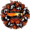 Enter If You Dare Happy Halloween Handmade Deco Mesh Wreath. Available in 24 inch and 28 inch diameters view 1