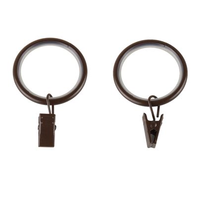 1-1/4" Noise-Canceling Curtain Rings w/Clip (Set of 10) - Cocoa