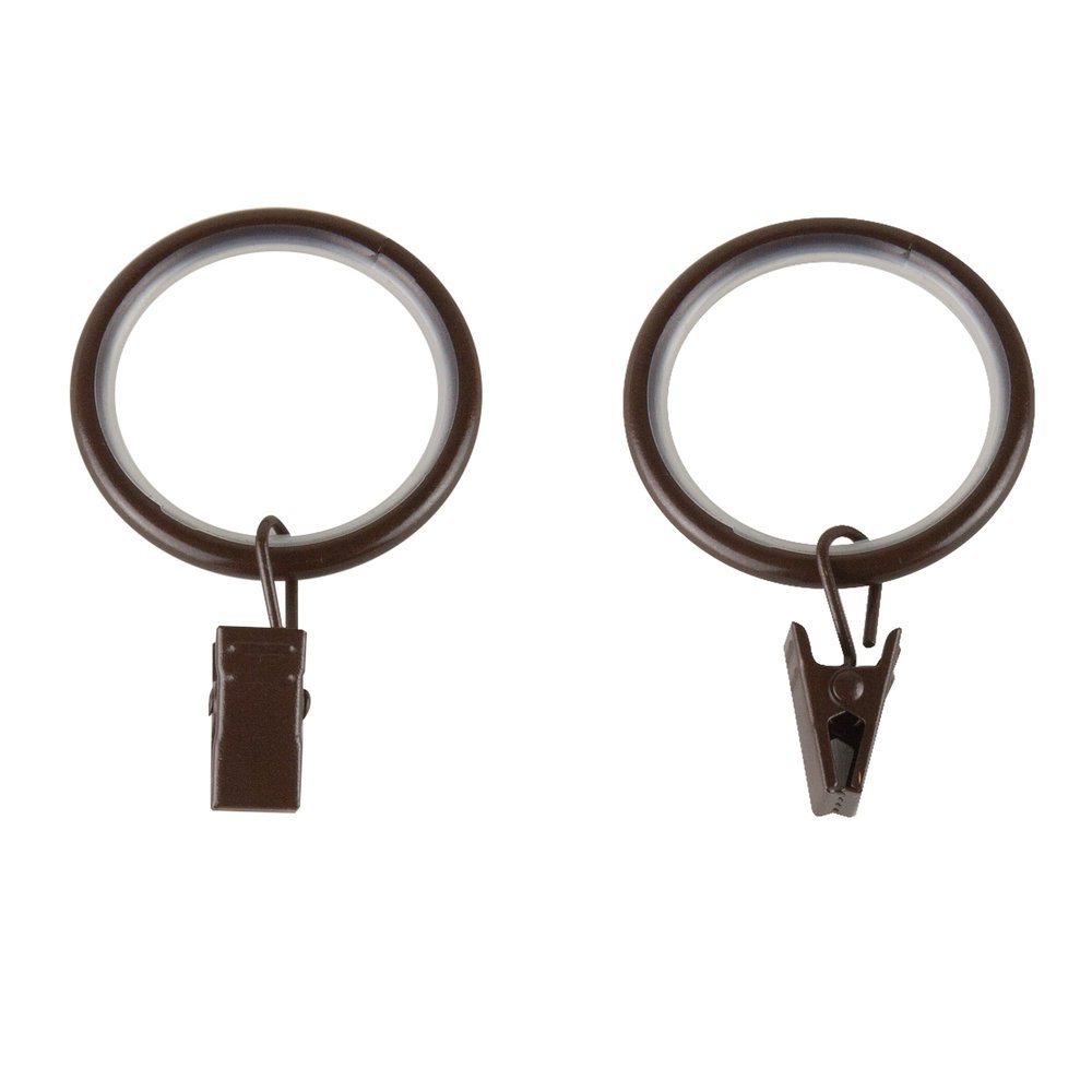 1-1/4" Noise-Canceling Curtain Rings w/Clip (Set of 10) - Cocoa
