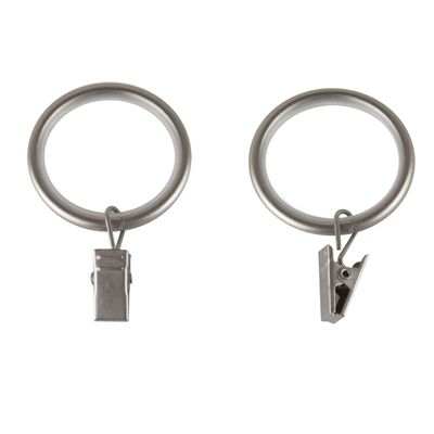 1-1/4" Noise-Canceling Curtain Rings w/Clip (Set of 10) - Satin Nickel
