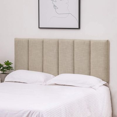 Aklaus Modern Adjustable Headboard - Upholstered Fabric Queen Size Bed Headboard - Oatmeal