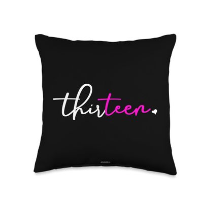 13th Birthday for Girls 13 Year Old Pink Thirteen Party Teen Throw Pillow