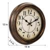 ZENFUN 12'' Round Classic Wall Clock, Battery Operated Quartz Clock Silent Non Ticking Wall Clock, Decorative for Kitchen, Home, Living Room, Farmhouse, Bedrooms, Easy to Read, Bronze view 2