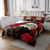 American Flag Bedspread,American Culture Theme Design Print with Retro Stripes and Roses and Bald Eagle Patterns Coverlet Set,3 Piece Decorative Bedding Quilted with 2 Pillow Shams,Queen Size,Red Blue view 2