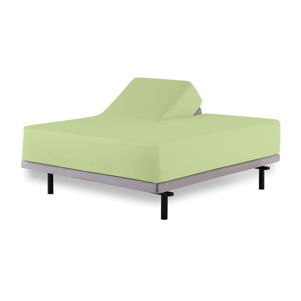 34" Top Split King Sheets- Split Head Flex King Sheets (4 Pcs)- 100% Egyptian Cotton- Flex Top King Sheets for Sleep Number Bed- 15 Inch Deep Pocket- Adjustable Split Bed Sheets- Sage Solid