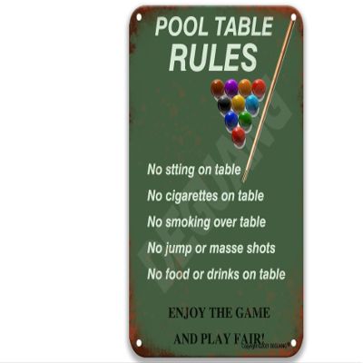 NNHG Pool Table Rules Tin Signs Metal Beach Vintage for Home Wall Country Home Decor Office Room 8x12 Inches