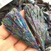 Natural Aura Black Tourmaline Flame Feather Cluster raw Stone Rainbow Color Crystals Healing Stones 2pcs view 3