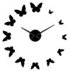 Decorative Mirror Wall Clock Nature Flying Butterflies Modern Design Luxury DIY Large Wall Clock Frameless Wall Watch Clock Black 37Inch(90cm) view 1