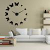 Decorative Mirror Wall Clock Nature Flying Butterflies Modern Design Luxury DIY Large Wall Clock Frameless Wall Watch Clock Black 37Inch(90cm) view 3