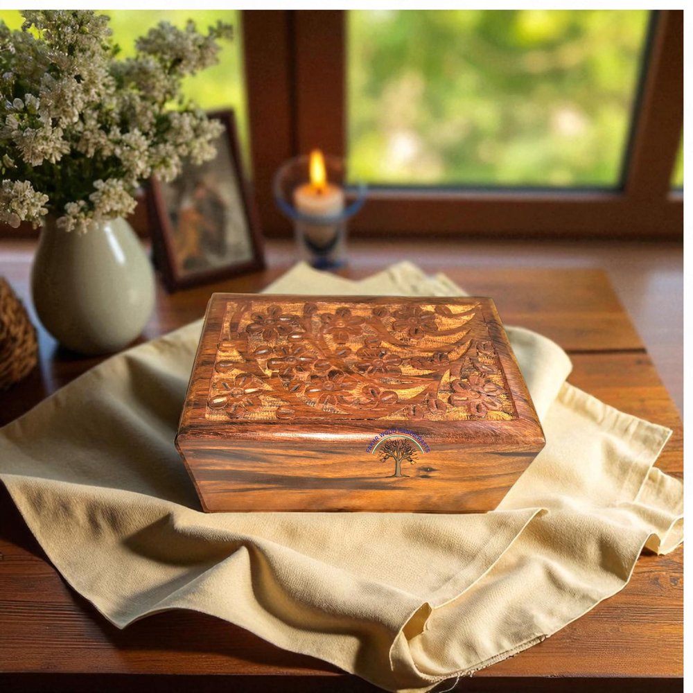 Handcrafted Wooden Urn Box for Human & Pet Ashes Small Engraved Cremation Memorial Keepsake Decorative Burial Box for Dogs, Cats, and Loved Ones