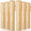 Drip Candle Socket Covers - Set of 6, Chandelier Candelabra Base, 4 inch Tall Brown Plastic Candle Slip Over Sleeves view 1