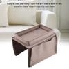 Cyrank Remote Control Holder, Sofa Armrest Organizer Tray Table with 4 Pockets for TV Remote Control, Magazine,Cell Phone, Books(Brown) view 3