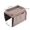 Cyrank Remote Control Holder, Sofa Armrest Organizer Tray Table with 4 Pockets for TV Remote Control, Magazine,Cell Phone, Books(Brown) view 4