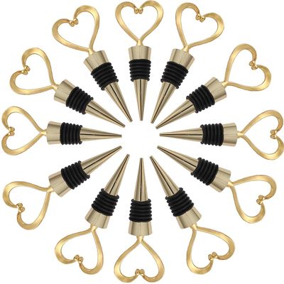 24PCS Heart Wine Bottle Stopper, Lovely Wedding Shower Favor, Cork Plug for Kitchen Bar Gifts, Bridal Shower, Happy Birthday Party Decor (Gold, 24)